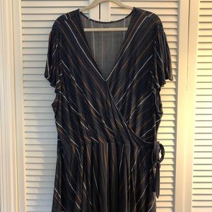 Evri Striped blue faux wrap top